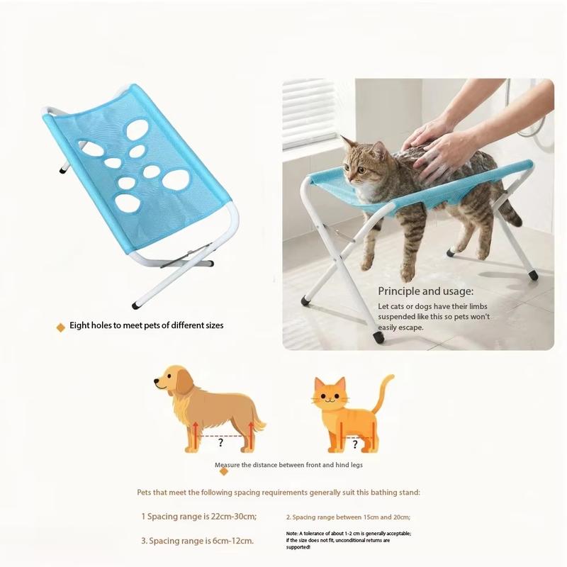 Foldable Pet Grooming Bath Stand Hammock Helper Dog Cat Nail Trimming Ear Cleaning Support Frame Anti-slip Pet Washing Restraint