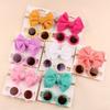 2pcs/set Cotton Children Bowknot Headband Elastic Kids Sunglasses Set Photography Prop