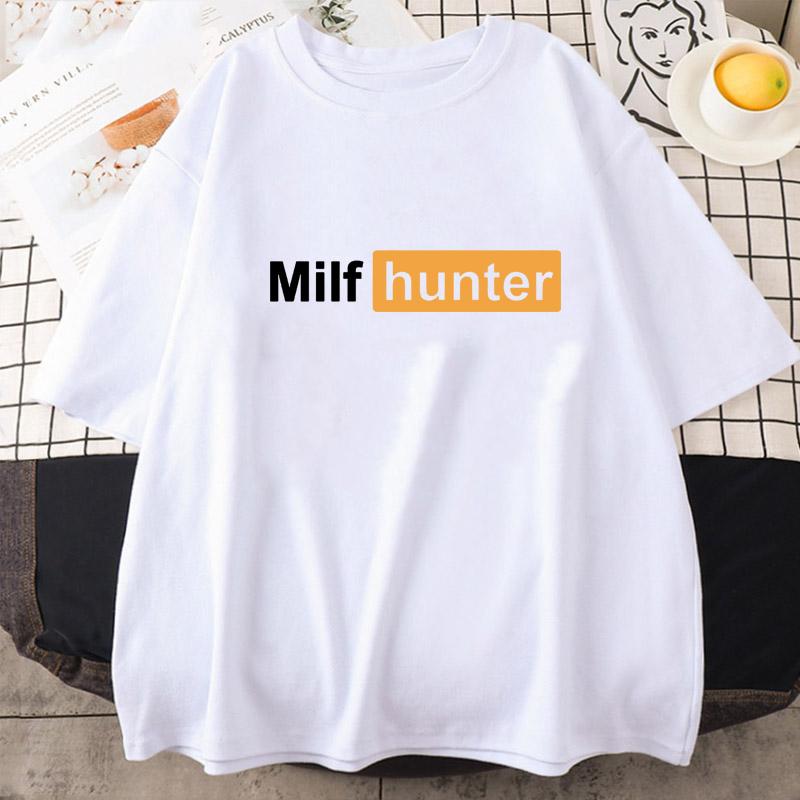Летний охотник на MILF | Забавная шутка для взрослых для мужчин, которые любят MILF, футболка, забавные буквы, с коротким рукавом, футболки, топы, свободная рубашка