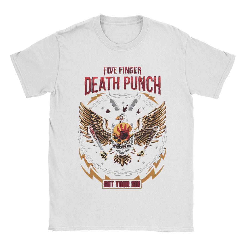 Five Finger Death Punch T Shirts for Men Pure Cotton Novelty TShirt Round Neck Tee Shirt Short Sleeve Tops Plus Size