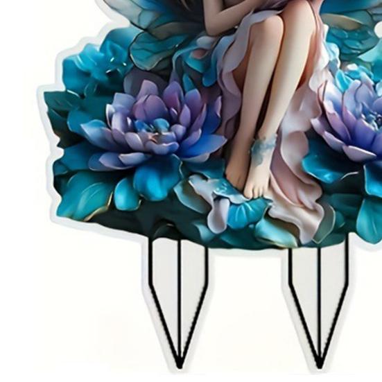 Акриловый садовый колышек с луной и феей, атмосферостойкое уличное украшение для двора, газона, патио, дорожки, убывающая луна, колышек с эльфом, палочка, орнамент