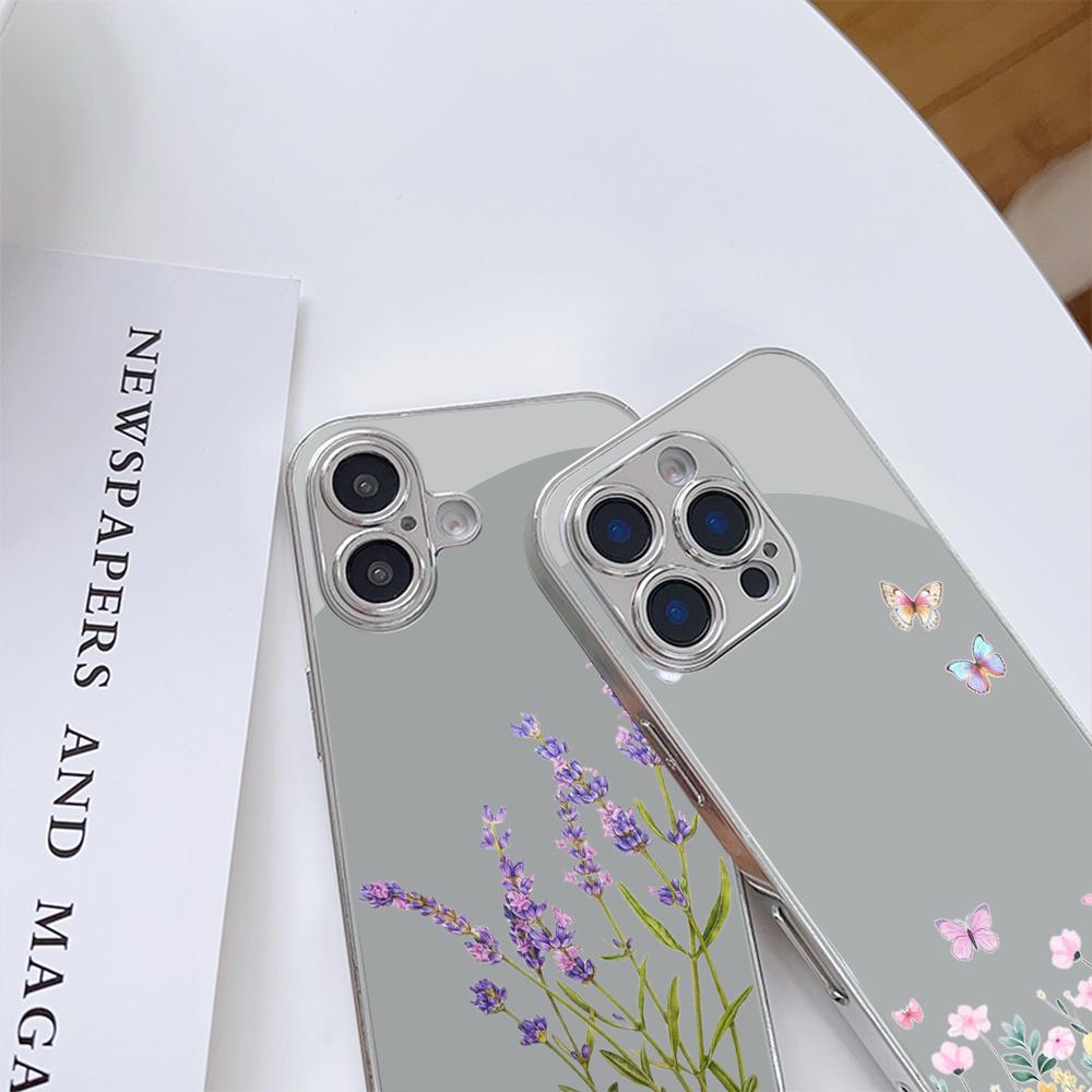Чехол для телефона N180 Little Fresh Flower Butterfly для iPhone 16 15 Pro Max Samsung S24 S23 A54 A35 Redmi Note 13 12 Pro с покрытием из закаленного стекла