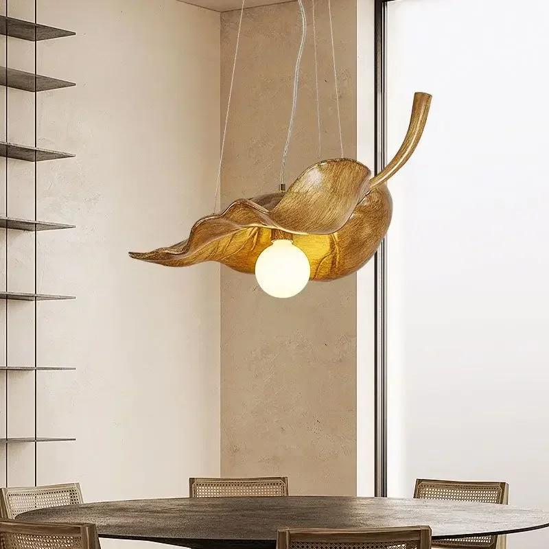 W2557 Вдохновленная дзен ретро люстра в виде листьев для ресторана с персонализированным креативом, осветительный прибор для дома в стиле Ваби Саби, чайной комнаты