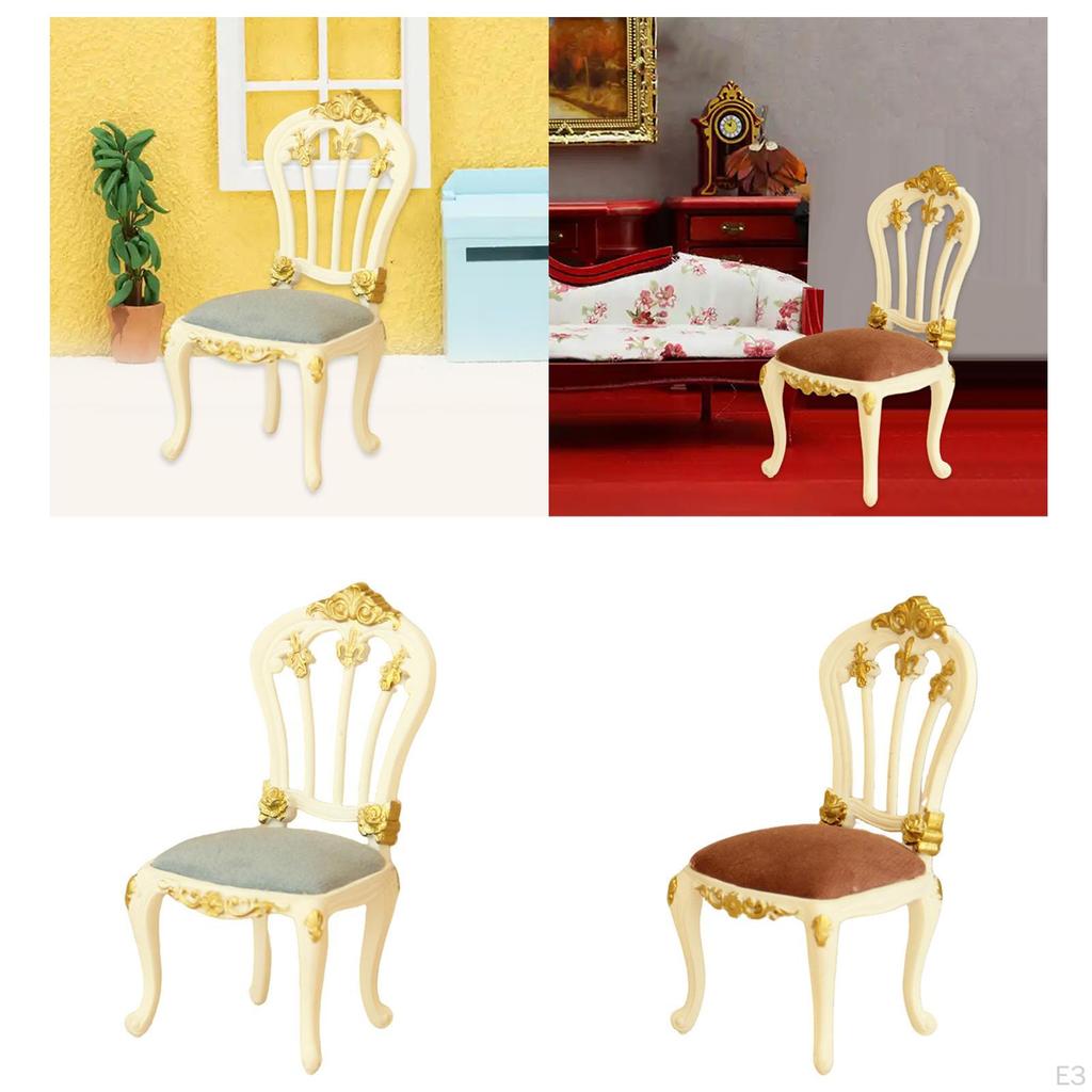 1/12 Scale Dollhouse Chair Decorative Model Decoration Artificial Mini Dining Miniature