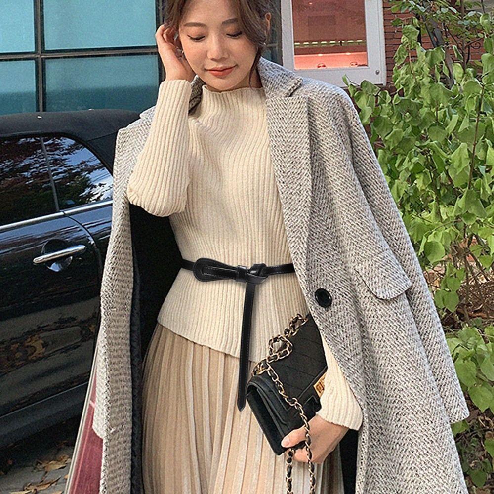 Summer PU Leather for Dress Sweater Corset Belt Adjustable Waistband Thin Belt Women Waist Belt