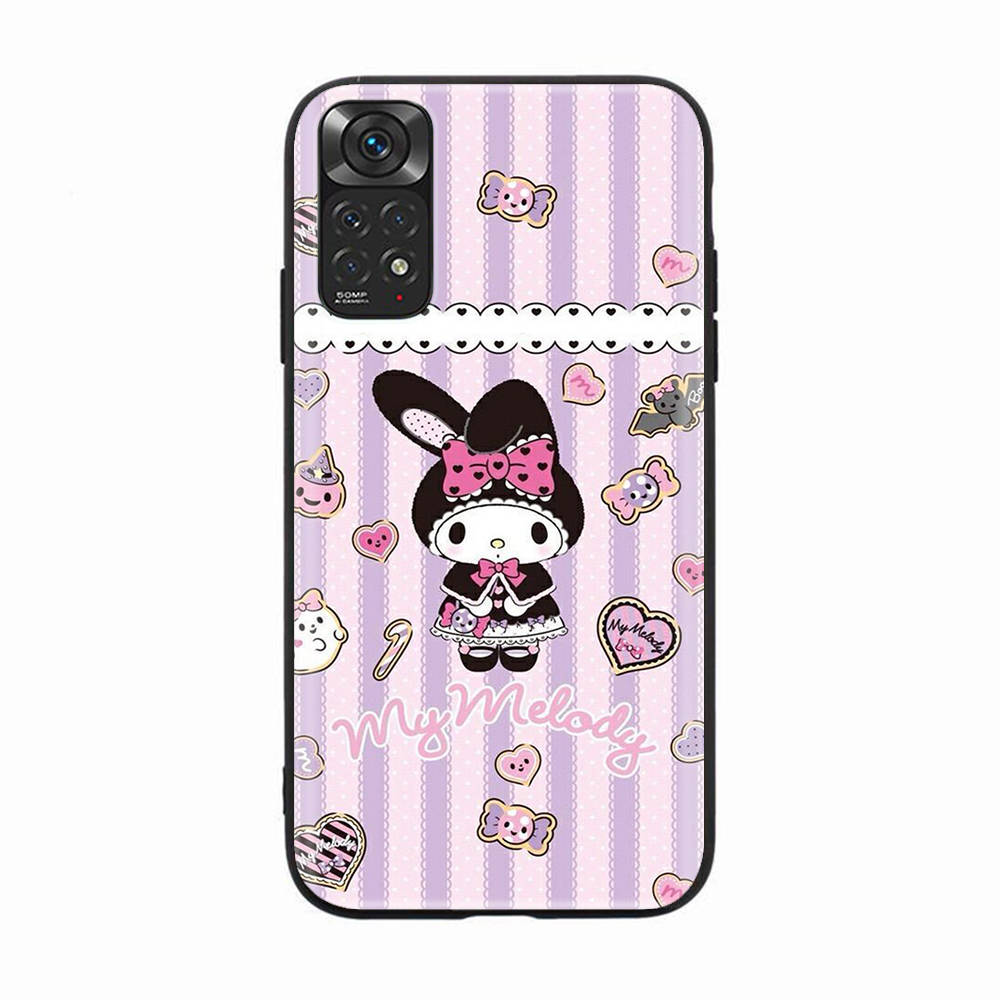 Чехол H-10 My Melody Black Sofe для iPhone 16 15 Plus 14 13 Mini 12 11 Pro 8 6 6S SE 5 XR XS Max Realme C30 C33 C32 9I VIVO V29 V27 V23 Y36