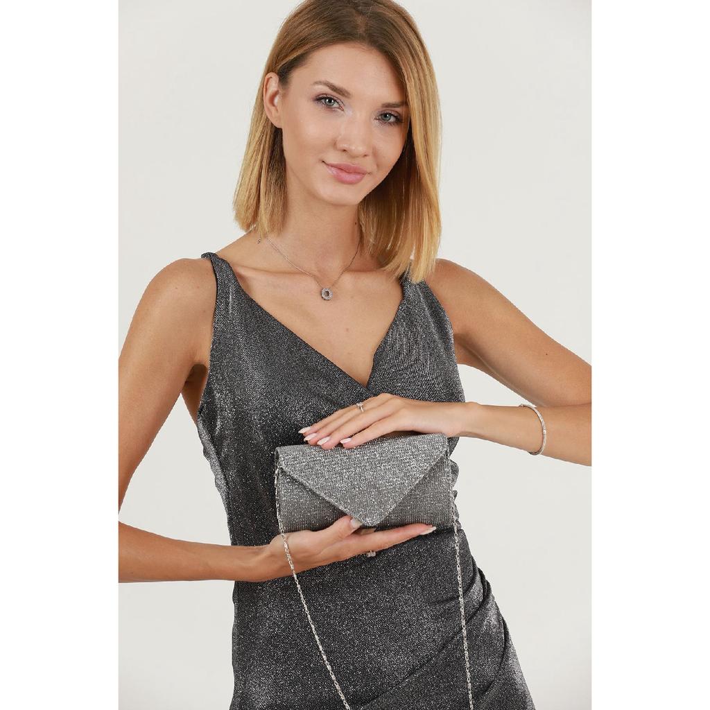 Silver Striped Bream Evening Dress Bag Portfolio Clutch Bag