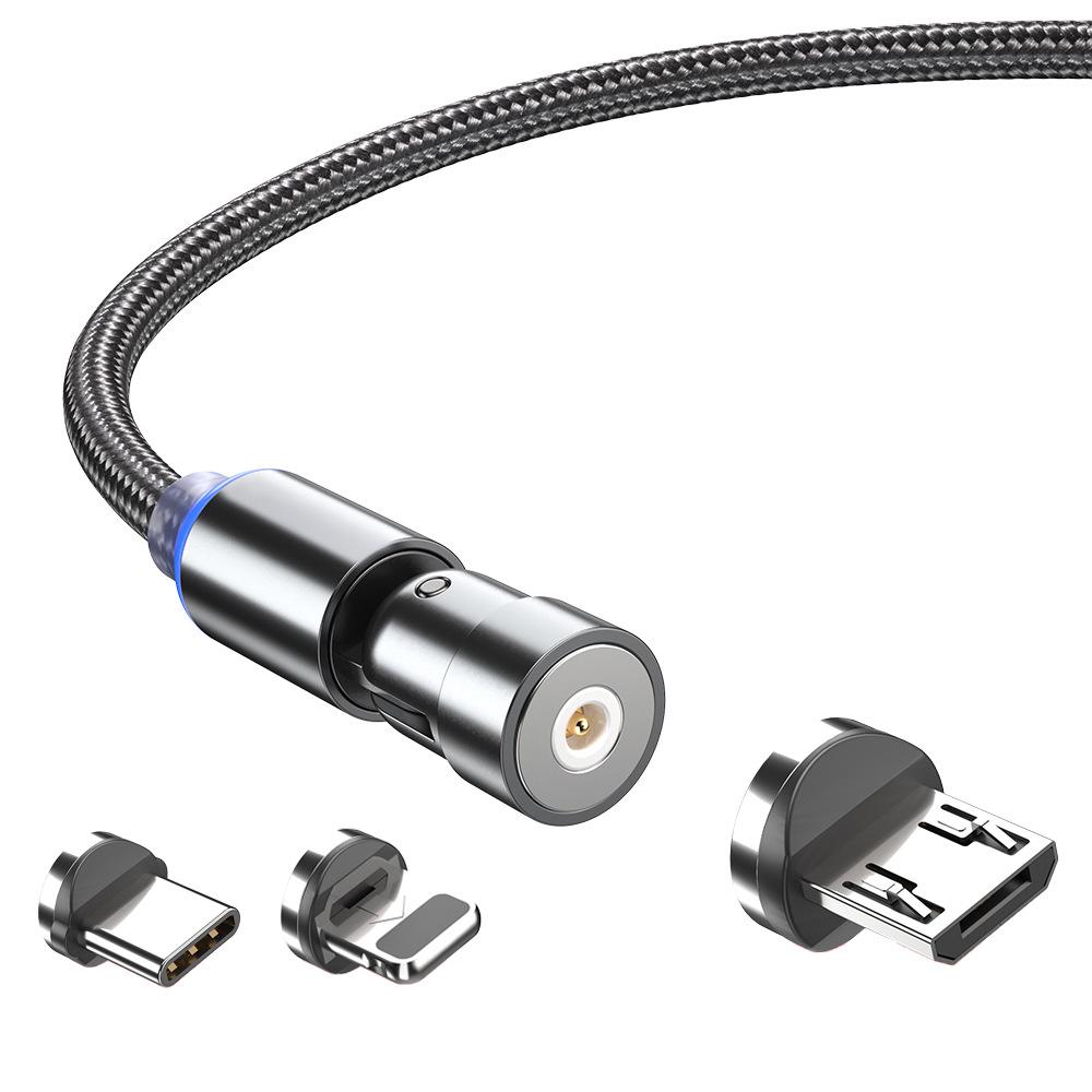 Магнитный зарядный кабель с вращением на 540°, USB-кабель типа C/Lightning, кабель для микрозарядки iPhone, IOS/Android
