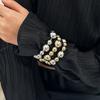 3Pcs/Set Silver Color Big Ball Bangles Plastics Beads Beads Charm Bangles  Women