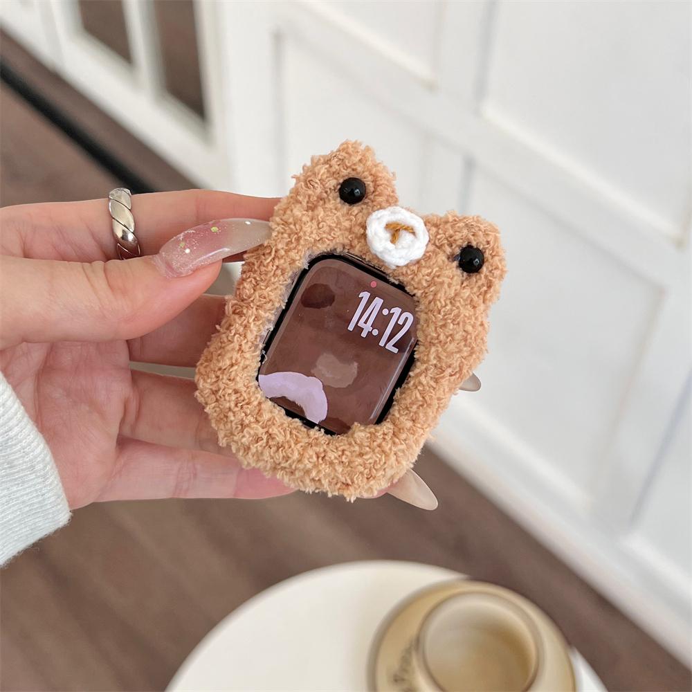 Cartoon Cute Animal Plush Protective Case For Apple Watch 40MM 41 42MM 44MM 45 46MM PC Bumper Protective Frame For Iwatch 10 9 8