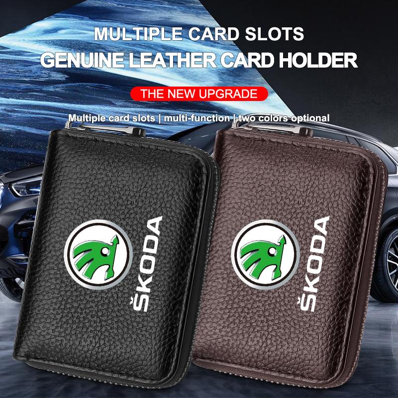 Кошелек из натуральной кожи для водительского удостоверения, ID-карты, банковских карт для Skoda Octavia Fabia A7 Kamiq Kapoq Kodiaq Rapid SCALA Superb Yeti Derivati