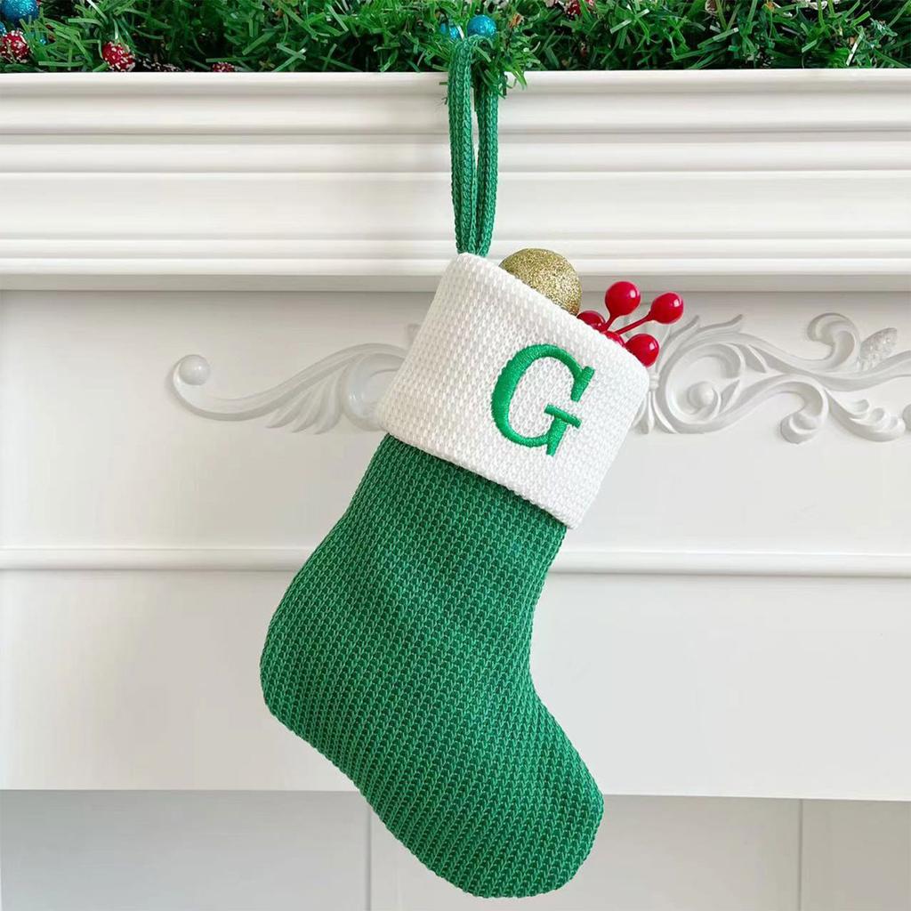 Рождественские чулки, маленькие вышитые буквы, вязаные рождественские подвесные чулки, украшения, декор для рождественской вечеринки