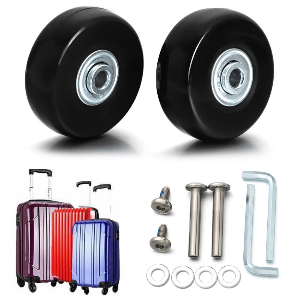 1 Pair Luggage Suitcase Replacement Wheels Mute Swivel Caster Wheels with Metal Bearings Axles Screw Wheels Bearings Repair Kits