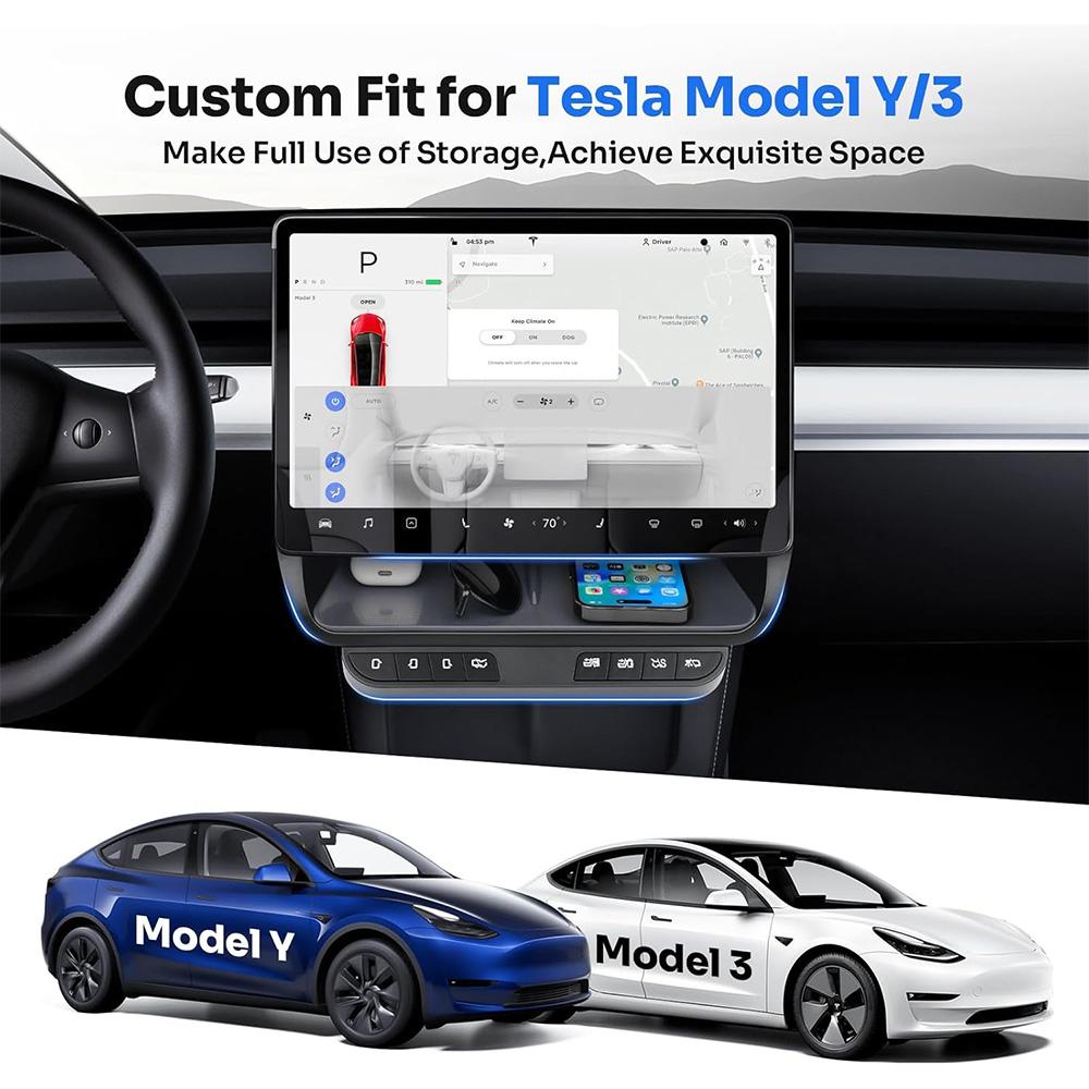 Для Tesla Model Y/3 Model 3 2025-2025 Беспроводная интеллектуальная кнопка Центральный экран Ящик для хранения Ключи управления регулировкой сиденья двери автомобиля