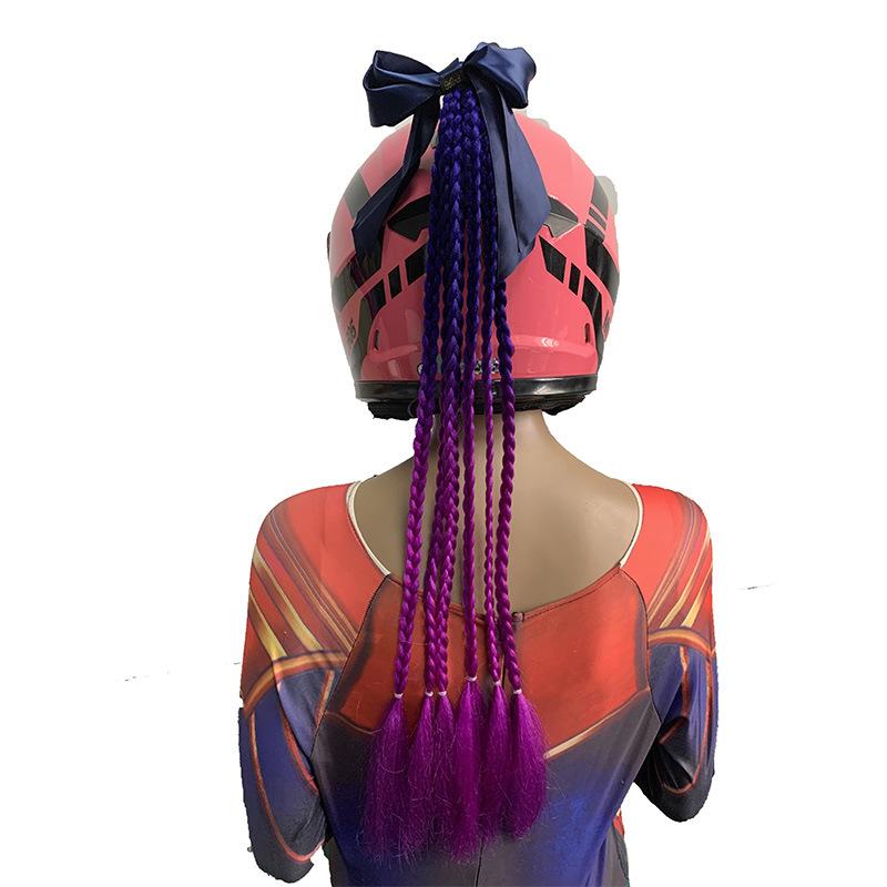 New Helmet Dirty Braids Motorcycle Woman Braids Wig Multicolor For Motorbike Helmets Decoration Punk Ponytail Headwear Universal