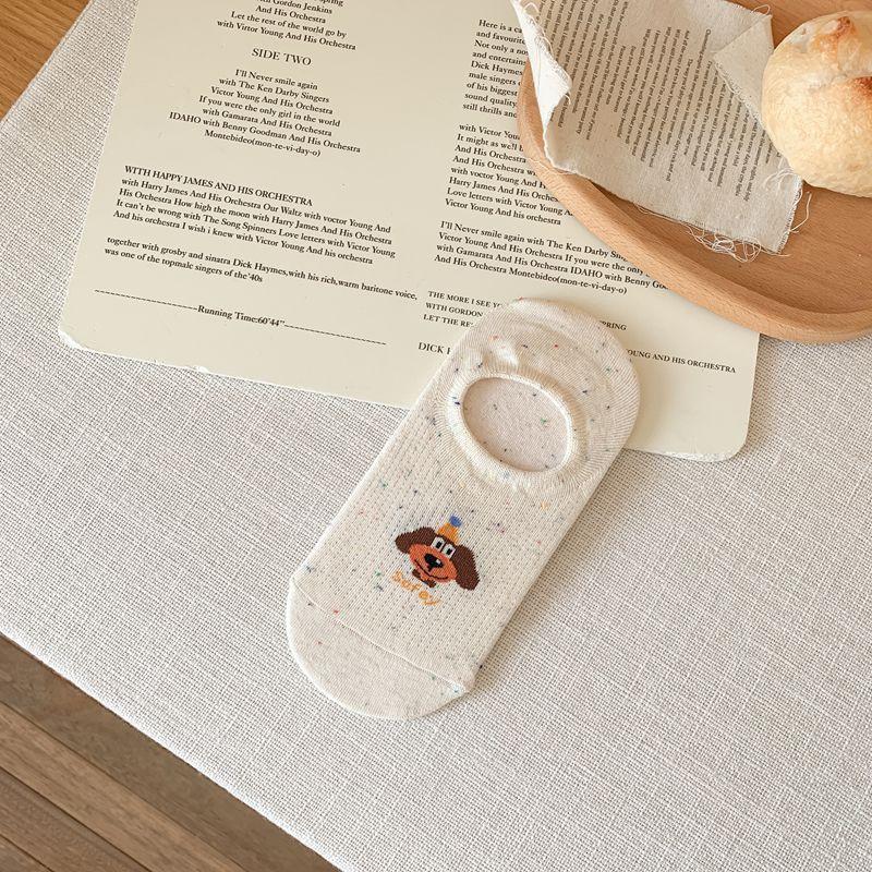 Женские летние тонкие хлопковые милые мультяшные невидимые силиконовые нескользящие носки с не спадающей пяткой