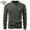 Callaway 2025 Autumn and Winter Embroidery New Men's Sweater Long Sleeved Knitted Sweater Half Zipper Business Casual Thin Sweater Men