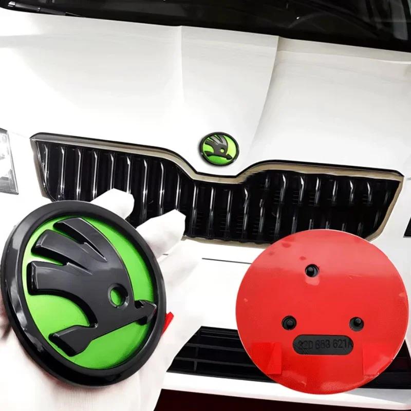 HIAQ2 for Skoda 80/90mm ABS Car Front Grille Trunk Logo Stickers Kodiaq Fabia Rapid 3 Karoq Superb VRS Octavia 2 3 A5 2025 Accessories