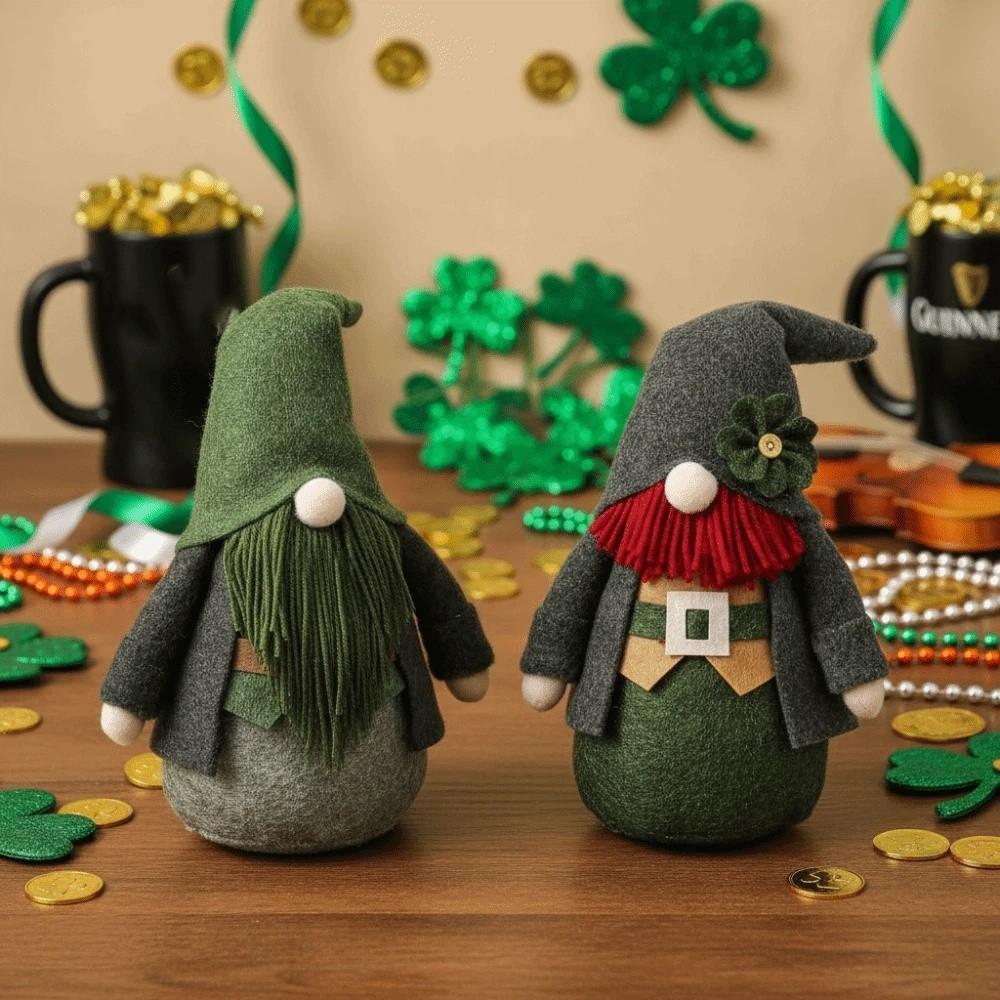 Green Faceless Old Man Doll Fashion Plush Ornaments Irish Day Dwarf Doll  Patrick's Day Celebration
