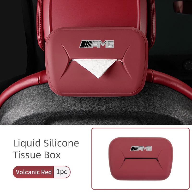 DAR4 Silicone Car Tissue Drawer Box Armrest Backrest Hanging Paper Bag For Mercedes Benz AMG A B C E S G Class W201 W210 W108 W205
