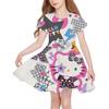 Летнее Новое Платье для Девочек с Коротким Рукавом Hello Kitty 3D Принт Детская Юбка-Рыбка Повседневное