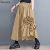 Women Summer Floral Solid Color Loose A-Line Skirts