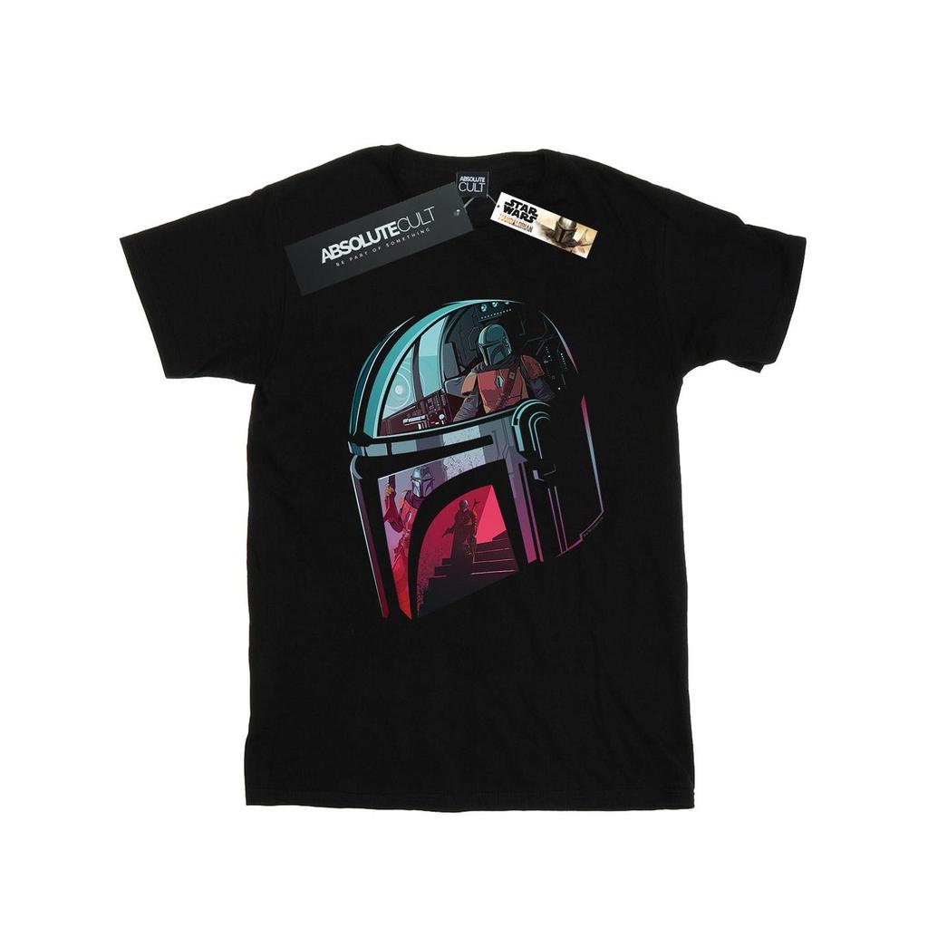 Star Wars Womens/Ladies The Mandalorian Mandalore Helmet Reflection Cotton Boyfriend T-Shirt