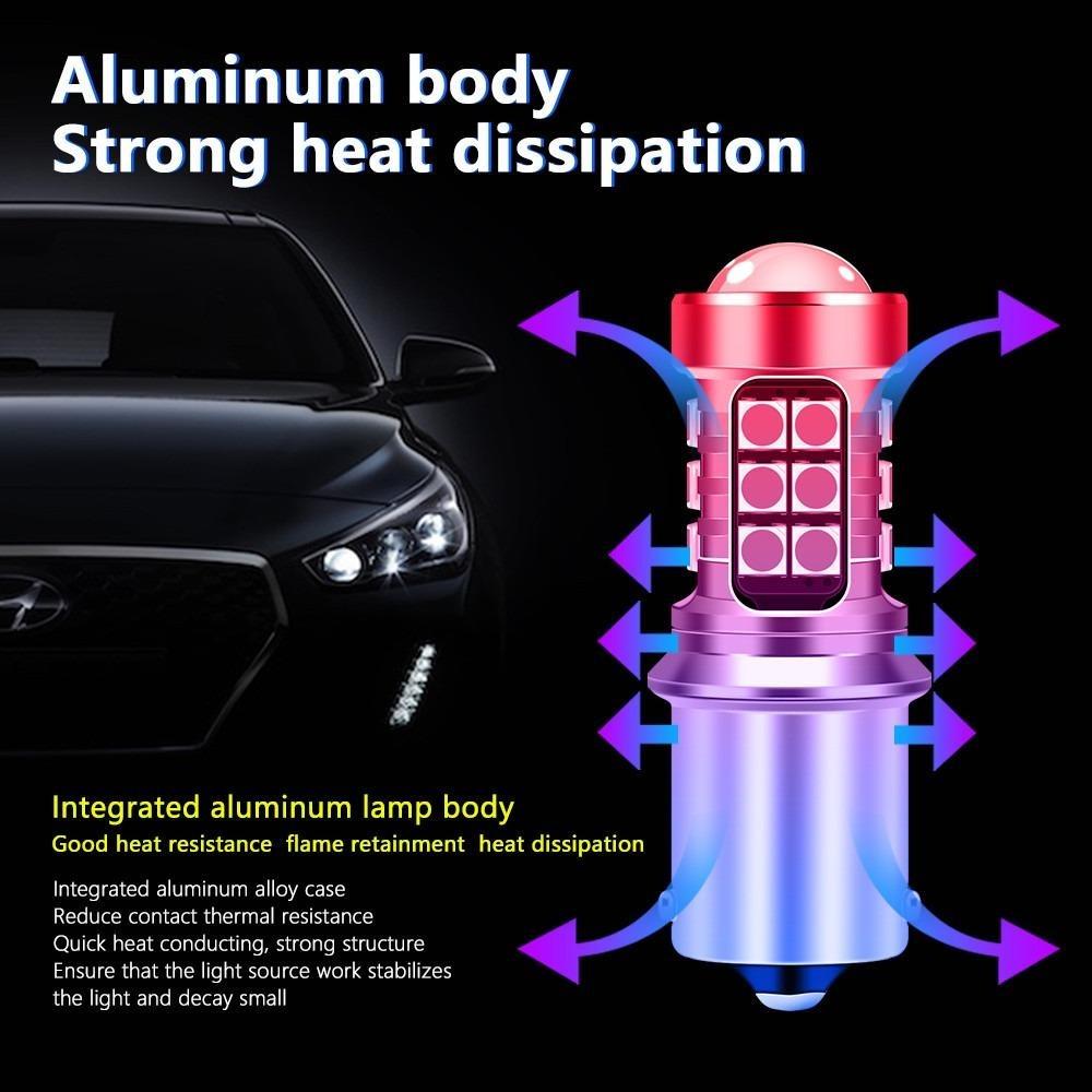 Super Bright 1156 P21W 1157 7440 7443 LED Brake Light Bulbs with Aluminum Body, 27 Pcs 3030 SMD for Car Tail Stop Lights