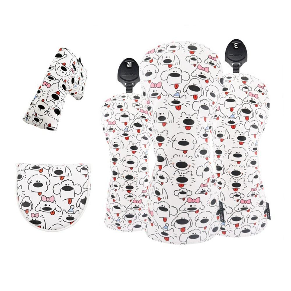 Cartoon Printed Golf Club Head Cover PU Leather Golf Club Protector Golf Supplies