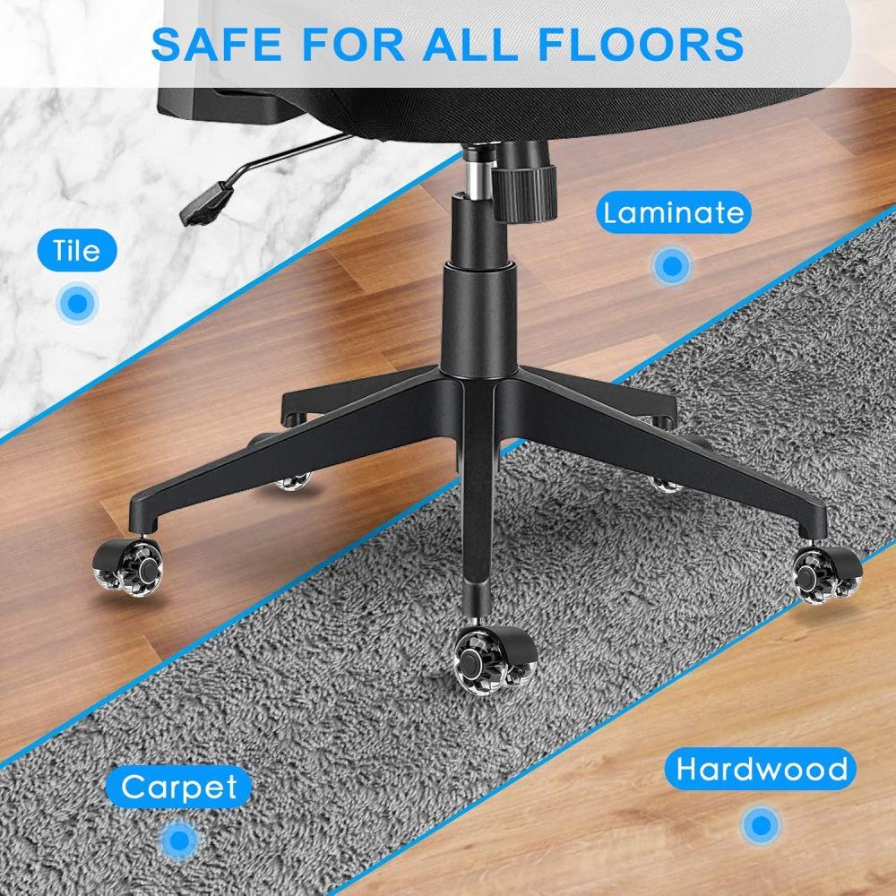 Колесики для офисного стула (Набор из 5),Колеса для стульев повышенной прочности, выдерживают нагрузку 2200 фунтов, бесшумные резиновые ролики для стульев, универсальные, 2 дюйма