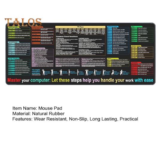 Очень большой коврик для мыши, износостойкий, водонепроницаемый, нескользящий, легко моющийся, шпаргалка Excel, настольный коврик, игровой коврик