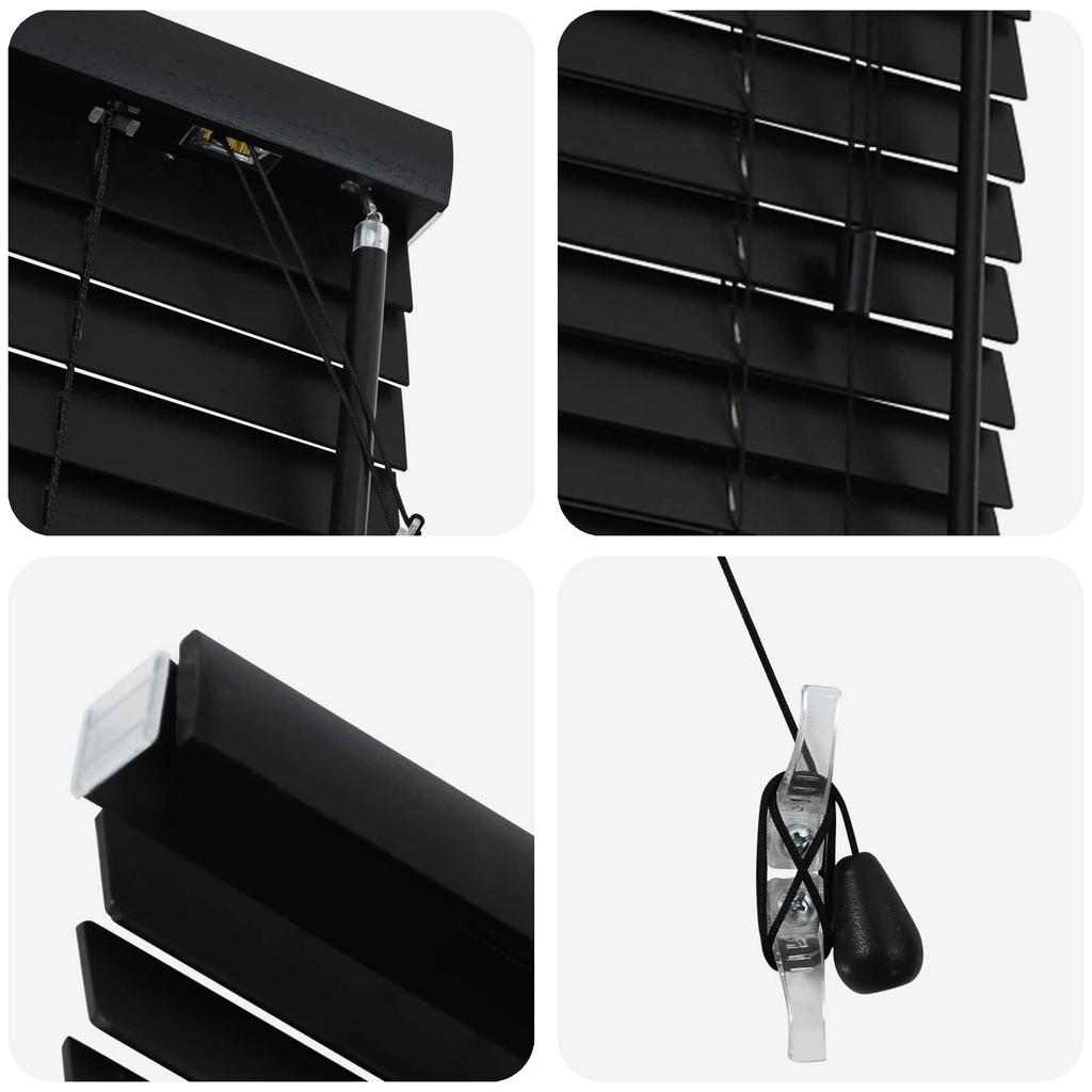 Venetian Blinds Black 40 x 130 cm 35 mm Solid Paulownia Wood