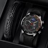 Fashion Mens Sports Watches Man Business Quartz Wristwatch Luxury Black Leather Bracelet Men Casual Luminous Clock Watch