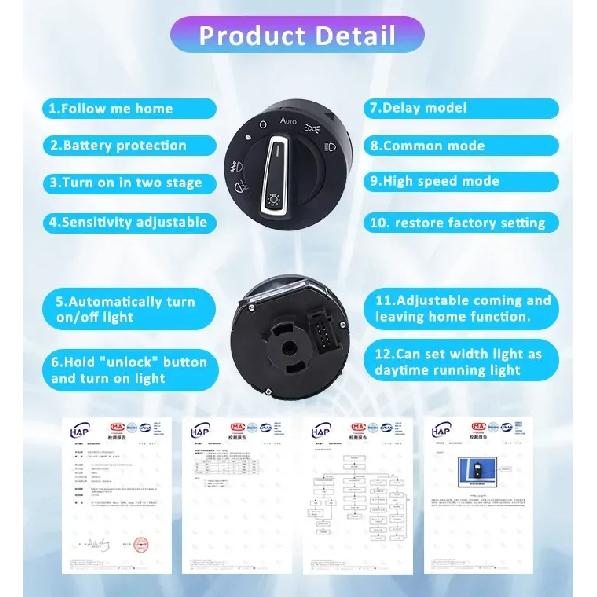 Auto Headlight Switch for VW Lavida Touran Tiguan Passat B7 Santana POLO Beetle Golf 6 Magotan B6 B7 Light Sensor Upgrade Module