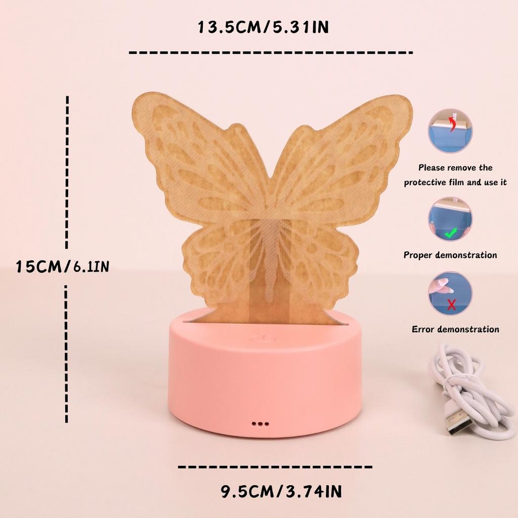3D Butterfly Creative Night Light USB Home Decoration Table Decoration Living Room Bedroom Decoration Light Birthday Gift