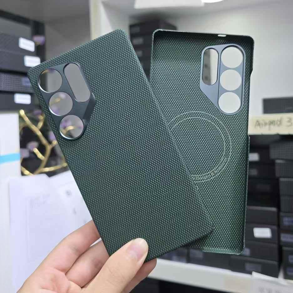 Aramid Kevlar Carbon Fiber Hard Case for Samsung S25 Ultra Magnetic Protective Shell Floating Woven Color Galaxy S24 Ultra Light Shell