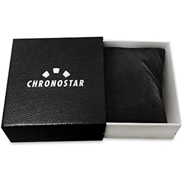 Montre Homme Chronostar Brave - Chronographe Analogique - Bracelet en cuir noir - 49 mm
