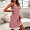 Women's Fashion Summer Spring Solid Color Print Sleeveless V-Neck Loose Waistline Casual Dresses