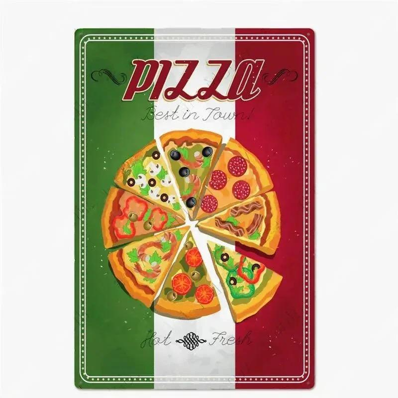 Отличная еда, винтажные металлические вывески, табличка для зоны пиццы, паб-бар, украшение дома, лучшие самодельные постеры, итальянская пицца, настенная художественная тарелка