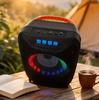 Переносной беспроводной Bluetooth-динамик с басовым стереодинамиком, сабвуфером, дискотечным светом, светодиодной вспышкой, FM-радио, беспроводной динамик для улицы