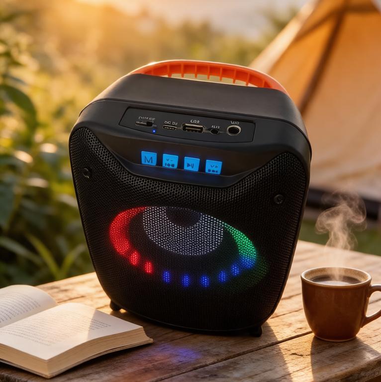 Переносной беспроводной Bluetooth-динамик с басовым стереодинамиком, сабвуфером, дискотечным светом, светодиодной вспышкой, FM-радио, беспроводной динамик для улицы