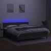 Box Spring Bed with Mattress & LED Dark Grey 180x200 cm Fabric