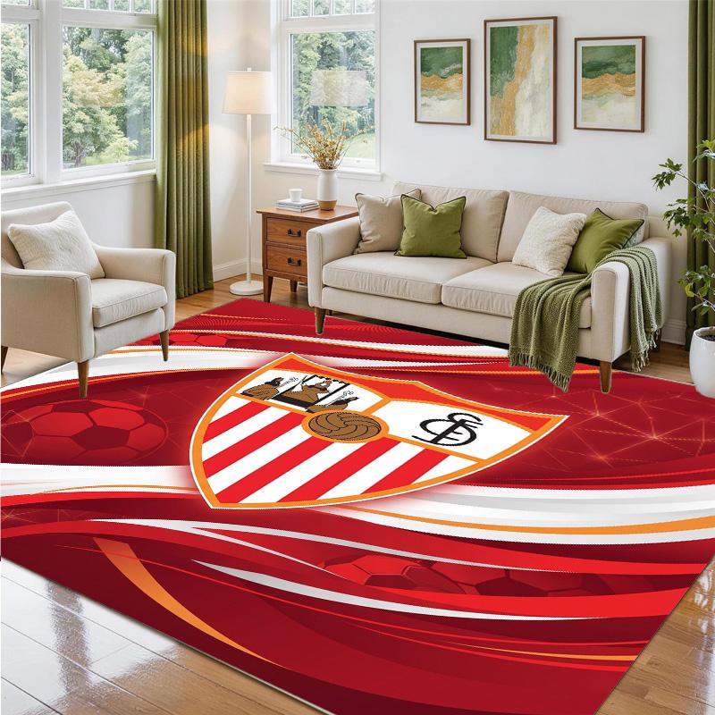 Sevilla FC Design Crystal Velvet Rug Soft Decorative Mat for Bedroom Entrance