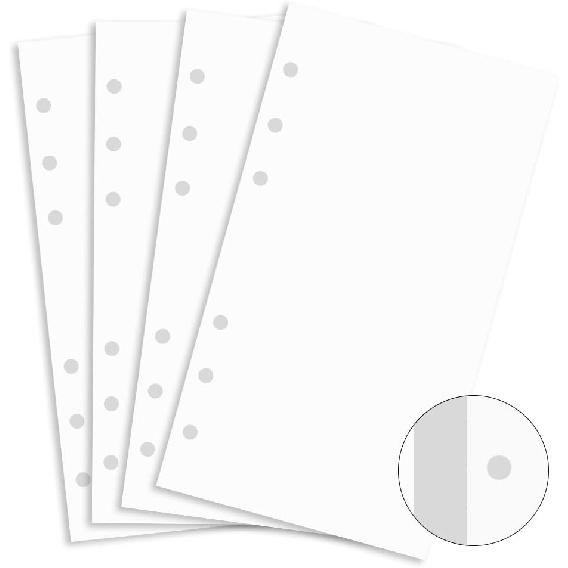 A6 Blank Paper for Filofax Personal Binder Planner, White 100gsm Blank Pages, 6 Hole Punched, 100 Sheets/200 Pages, 3.75 x 6.75 Inch