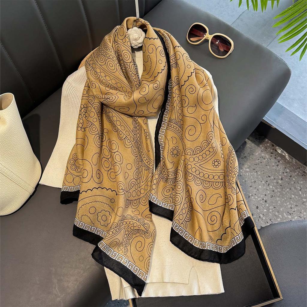 88*182cm Cotton Linen Feeling Women Large Long Scarf Shawl Sunscreen Shawls Wraps Lightweight Pattern, Scarves and Wraps for All Seasons