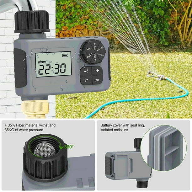 Sprinkler timer, watering timer, programmable garden rain delay watering device, manual and automatic watering systems