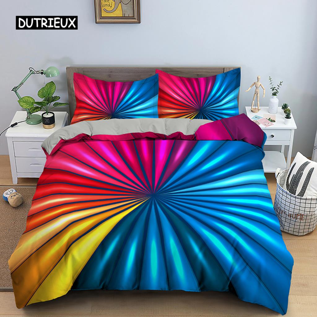 Комплект постельного белья с абстрактным рисунком, напечатанный на 3D-принтере, пододеяльник с застежкой-молнией, комплект одеяла из полиэстера размера Queen Size