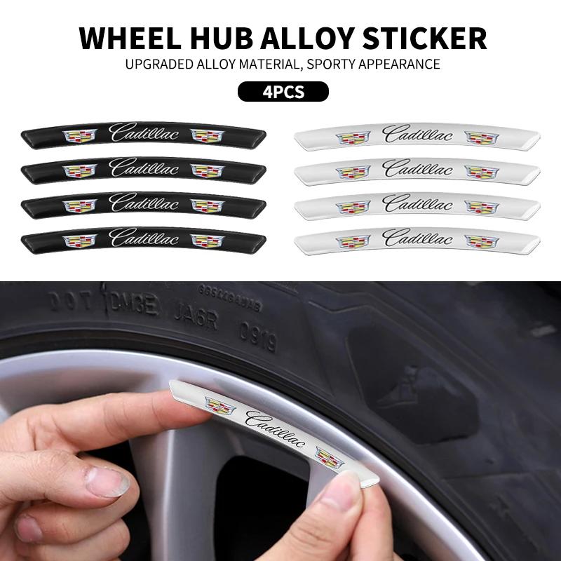 4Pcs Car Wheel Hub Styling Stickers Decoration Strip For Cadillac Emblem ESCALADE ATS BLS CT4 CT6 SRX STS XT4 XT5 SLR XT6 XTS AIO1