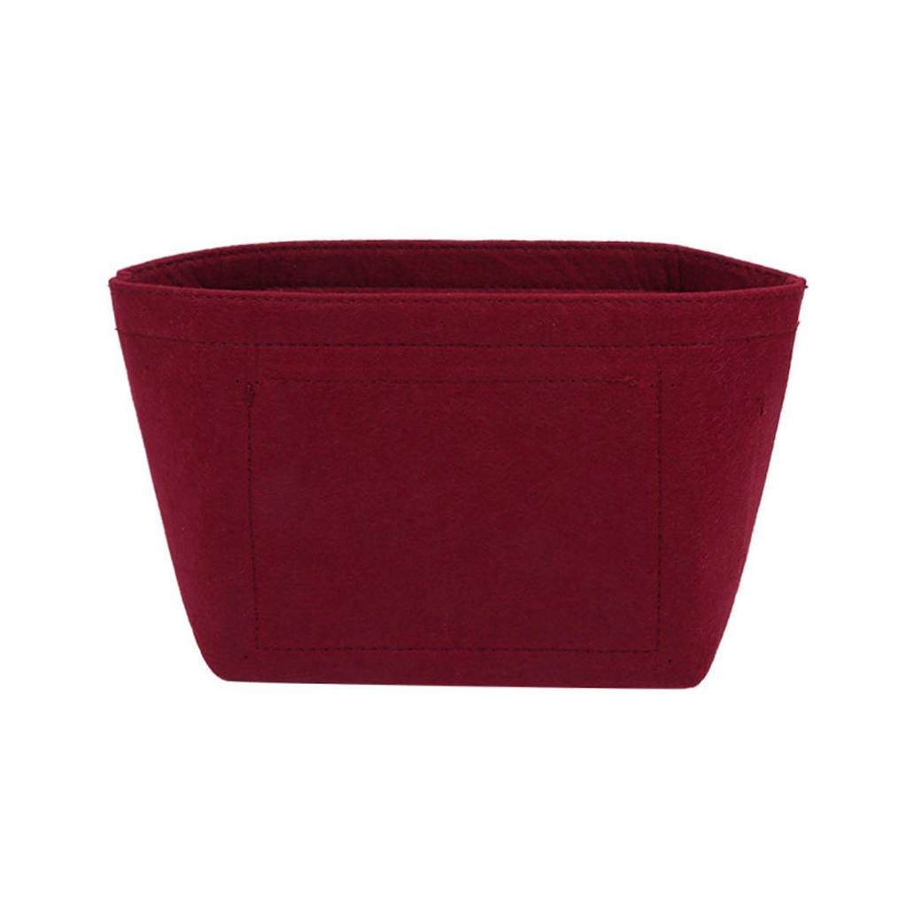 Felt Purse Organizer with Compartments Cosmetic Bag Portable Bucket Handbag Removable Inner Liner Women Suitable for Travel
