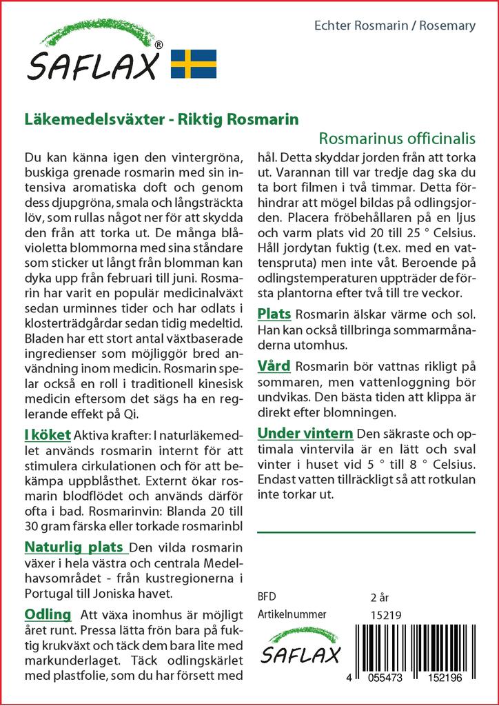 SAFLAX Garden in the Bag - Розмарин - 100 семян - С субстратом в подходящем пакете-стойке - Rosmarinus officinalis